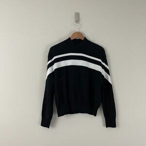 ATM Anthony Thomas Melillo Black Striped Mock Neck Sweater Size Medium